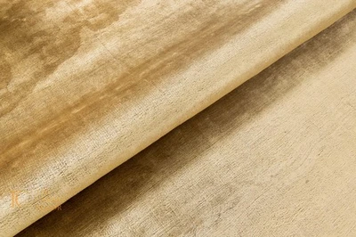 Gold Viscose Shag Area Rug | Plain Hand Tufted Soft Luxury Floor Carpet - Image 1 of 4