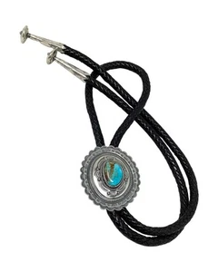 Hank Vandever, Bolo Tie, Pilot Mountain Turquoise, Navajo, 52" - Picture 1 of 4