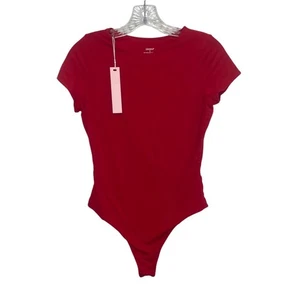 Qinsen Short Sleeve Bodysuit Womens Small Red New - Picture 1 of 6