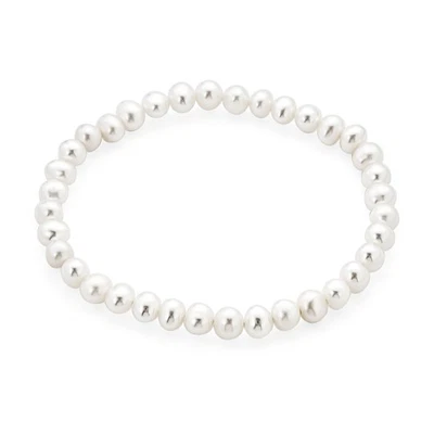 Bridal PinkWhite Pearl Stretch Bracelet Love Knot Infinity 7-8MM Wedding Jewelry - Image 1 of 4