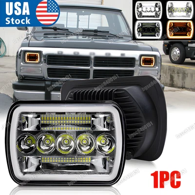 Faro LED negro alto bajo señal de giro DRL Fit Dodge D100 D150 D250 D350 1981-93 Foto 1 de 4