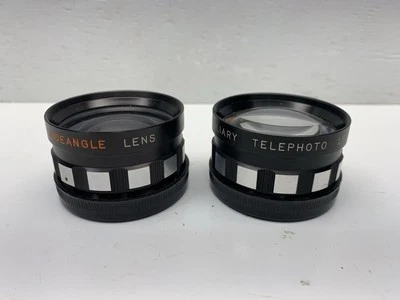 VINTAGE SEARS AUXILIARY CAMERA LENSES (2) PIECES WIDEANGLE AND TELEPHOTO JAPAN - Image 1 of 4