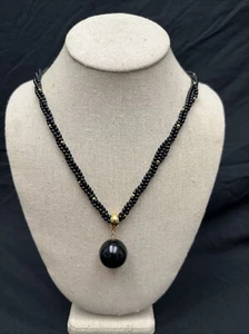 Collar colgante de bola vintage Napier dorado y negro con cuentas cuerda retorcida - Imagen 1 de 9