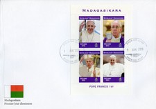 Madagascar 2019 FDC Pope Francis 4v M/S Cover Popes Religious People Stamps