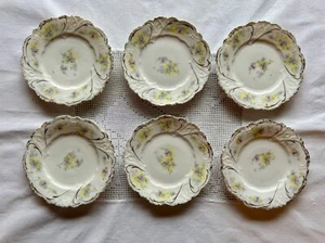 Lot of 6 Antique Small 6" Round Lilac FLoral Dishes no markings on the back - Picture 1 of 12
