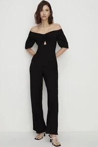 Oasis Jumpsuit Black Twist Front Size 10 - Picture 1 of 3