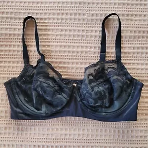 Bras N Things Size 14E Black Lace Underwire Bra Balconette - Picture 1 of 3