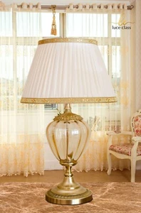 lampada da tavolo da comodino classica vetro Murano e ottone lume con paralume - Imagen 1 de 5