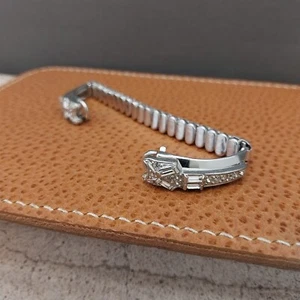 1950s Unused Ladies White Gold-Filled Rhinestone Cocktail Vintage Watch Band - Picture 1 of 8