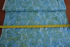 By 1/2 Yd, Blue & Green Paisley Batik, Indonesia, Hoffman/G-2189 Seabreeze, B498 - Picture 1 of 6
