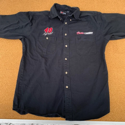 Coors Light Mens Chase Button Up Shirt Black NASCAR #40 Sterling Marlin Cover