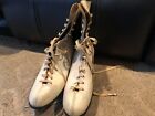Vintage Ice Wing  Ice Skates White Ladies Size 8 Steel Shank Arch Support