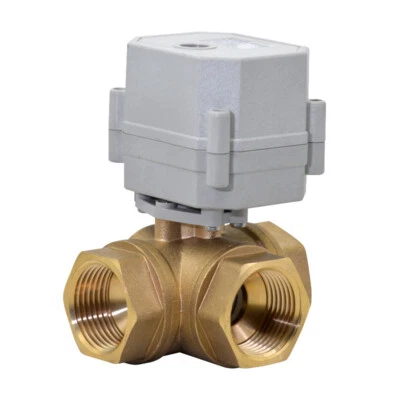 Auto Return 3 Way 3/4" 110V-230VAC Brass Electrical On/Off Motorized Ball Valve - Image 1 of 4