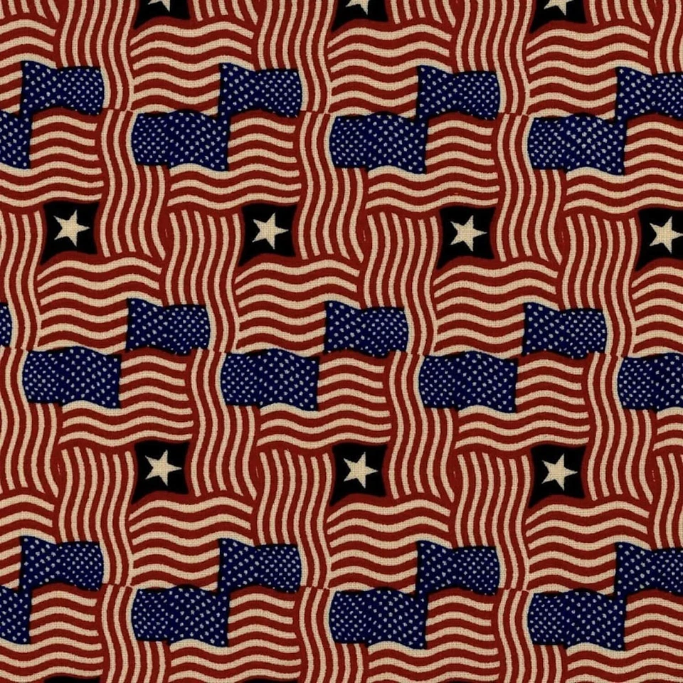 American Patriotic Flags Multicolor 100% Cotton Fabric by The Yard - Image 1 of 1