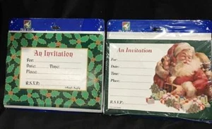 8 Holly & 8 Santa Invitations (Total 16) Postcards 16 Envelopes Christmas - Picture 1 of 7