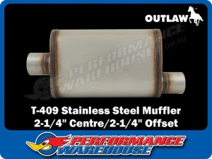 Outlaw T-409 Stainless Steel Offset Muffler Centre/Offset 2-1/4" Performance - Bild 1 von 2