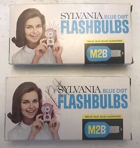 Vintage Lot Of 2 Boxes Sylvania Blue Dot Flash Bulbs M2B Photography 23 Bulbs