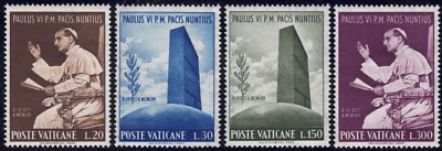 1965 Vatican City SC# 416-419 - Visit of Pope Paul VI to the UN, NYC - M-NH - Image 1 of 2