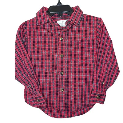 Niños pequeños 2/3 rojo negro a cuadros abotonados clase club ajuste moderno Foto 1 de 3