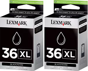 Black Genuine Lexmark 36XL 2PK Ink Cartridges X Series X3650 Z Series Z2420 - Picture 1 of 3