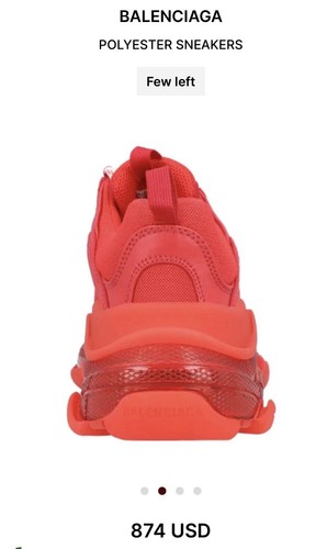 Taglia 12 Sneaker Balenciaga Triple S 2019 suola trasparente Rosso