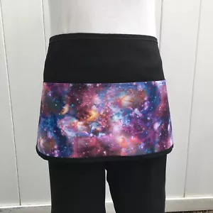 DELANTAL DE CINTURA DE CAMARERA NEGRO Space Galaxy 3 bolsillos servidor restaurante Classyaprons - Imagen 1 de 4