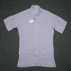 Peter Millar Shirt Mens Small Purple Linen Short Sleeve Lightweight NWT - Picture 1 of 8