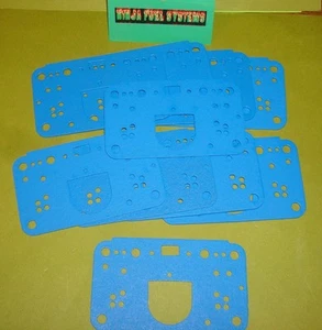 10 PACK BLUE NON STICK GASKETS 3 CIRCUIT 4500 HOLLEY CARBURETOR DOMINATOR - Picture 1 of 3