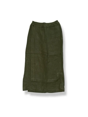 Eskandar Neiman Marcus Linen Faux Wrap Midi A Line Skirt Army Green sz 0 - Image 1 of 4