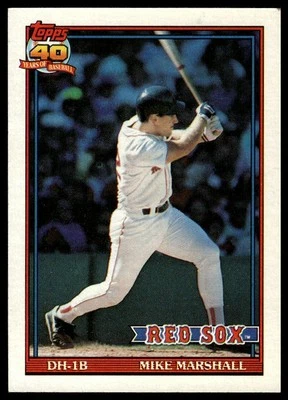 1991 Topps #356 Mike Marshall Boston Red Sox - Image 1 of 2