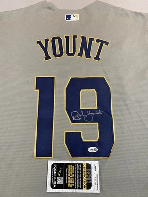 MILWAUKEE BREWERS- ROBIN YOUNT AUTOGRAPH #19 GREY NIKE JERSEY- JSA CI33411 - Image 1 of 4