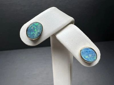 Pendientes de ópalo doblete de oro amarillo de 14 quilates Foto 1 de 4