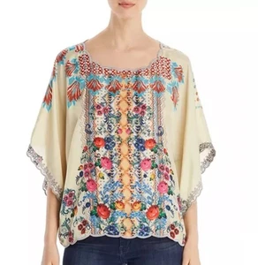 JOHNNY WAS LENORA 100% waschbare SEIDE Oversized TOP gewellter/Ösenrand Gr. M - Bild 1 von 7