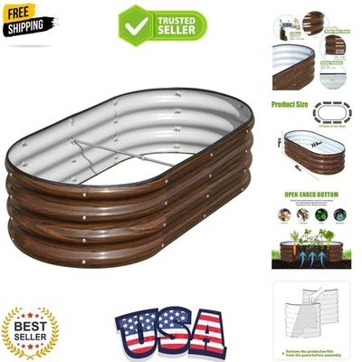 Durable 4x2x1ft Oval Metal Planter - Galvanized Raised Garden Bed with Drainage - Image 1 of 4
