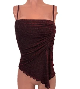 Y2K Rex Lurex Asymmetrical Sparkle Halter Top NWT Drawstring Detail Going Out L - Picture 1 of 3