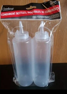 2PK 12oz Clear Squeeze Bottles Kitchen Condiments Containers Dispenser Ketchup - Picture 1 of 1