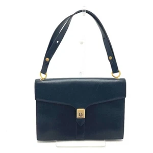 CHRISTIAN DIOR Trotter vintage Hand Bag Shoulder Bag Leather Navy - Picture 1 of 12