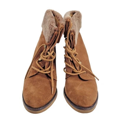 Johnston & Murphy Mujer Brisa Botas de Invierno Marrón Gamuza Forradas Tobillo Con Cordones 7.5M Foto 1 de 4