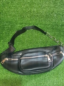 Borsa da viaggio festival cane passeggio bum bag nera ecopelle vita festa nuova con etichette - Foto 1 di 5