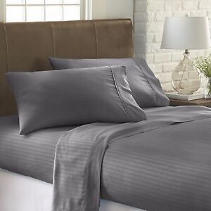Hotel Premium Quality Striped Bed Sheet Set by Kaycie Gray Hotel Collection