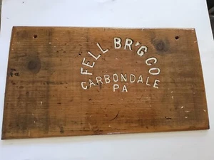 1909 Fell Brewery Beer Box Crate Wood EMBOSSED TOP ONLY Carbondale Pa Very Good - Picture 1 of 5