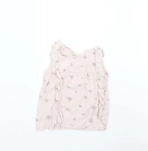 George Girls Pink Floral Cotton blend T-Shirt Size 3-4 Years - Picture 1 of 12