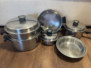 Amway Queen Stainless Steel Made In USA 9 Piece Set /Lot (Pots, Skillet, & Lids) - Picture 1 of 9