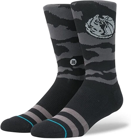 NWT L Men Large 9-12 Stance NBA Dallas Mavericks Black Crew Socks Nightfall Mavs Cover