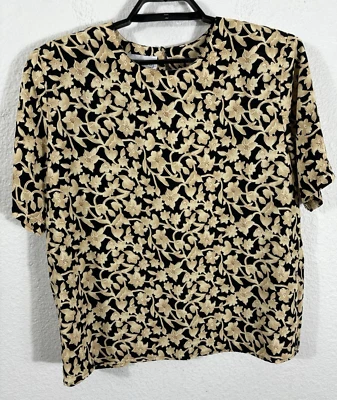 Top Impresiones Vintage Años 90 Talla L Poliéster Manga Corta Multicolor Floral Cuadrado Foto 1 de 4