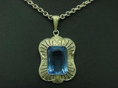 800 Collana In Argento Con Pendente In Vetro / Argento 925 / 64,0cm / 21,2g - Immagine 1 di 4