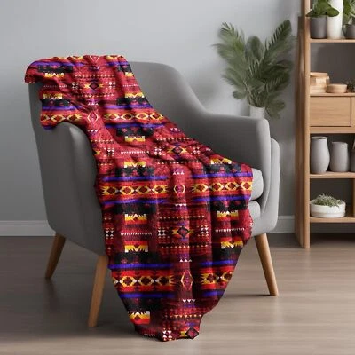 Cobertor de pelúcia sudoeste, lance asteca macio com 10 opções de cores reversíveis - Imagem 1 de 3