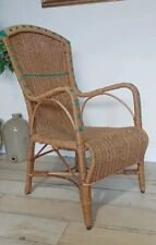 1920s 30s Chair Bamboo Frame  Woven Chair  Green Plastic Pattern Very Rare