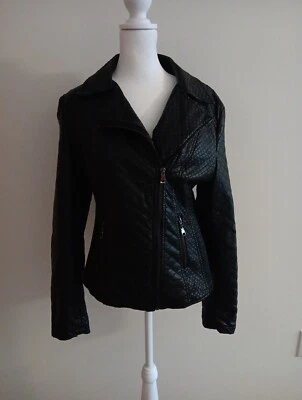 Paparazzi Vegan Faux Leather Moto Jacket Womens Size Medium Black Full Zip Short - Image 1 of 4