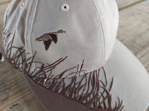  Duck Hunting Cap. Beige With Brown Embroidery.  - Picture 1 of 7